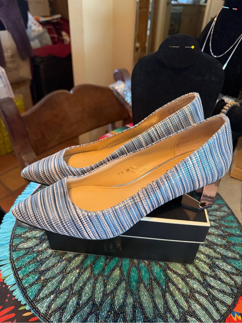 Katy Perry Striped with Mirror Block Heels